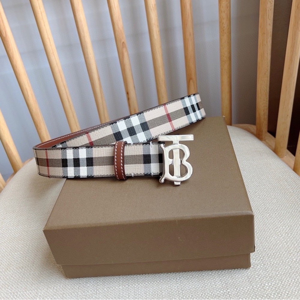Burberry Classic Check Belt with Silver Buckle - Picture 3 of 8